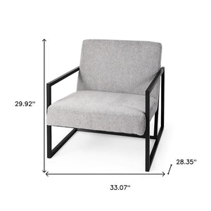 33" Gray and Black Fabric Wingback Chair