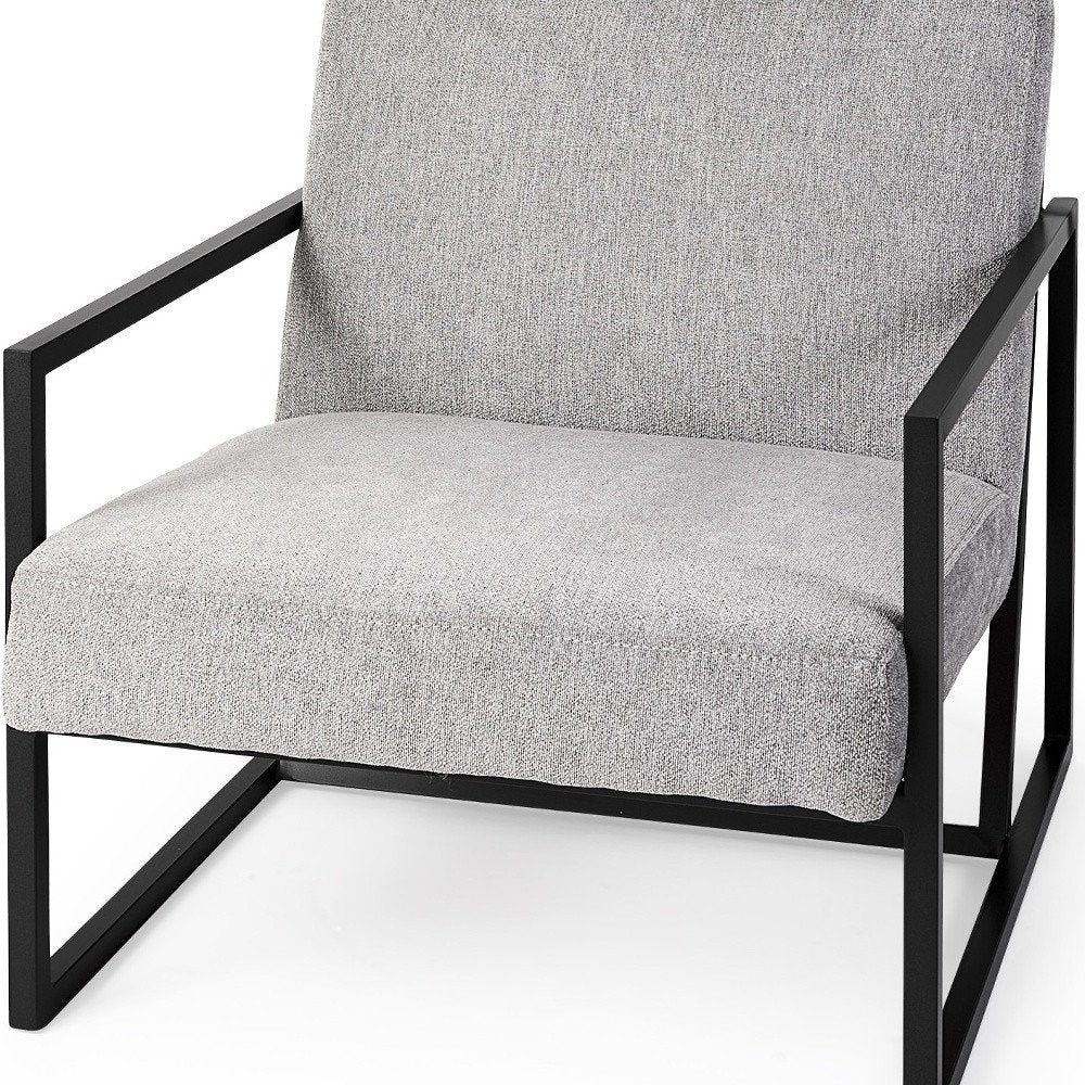 33" Gray and Black Fabric Wingback Chair