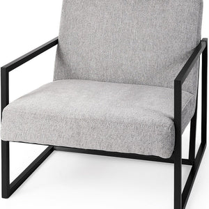 33" Gray and Black Fabric Wingback Chair