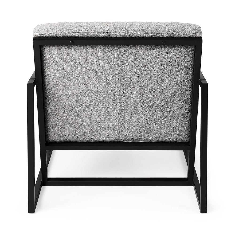 33" Gray and Black Fabric Wingback Chair