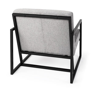 33" Gray and Black Fabric Wingback Chair