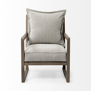 32" Ash Gray and Brown Fabric Arm Chair