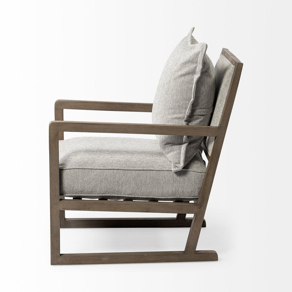 32" Ash Gray and Brown Fabric Arm Chair