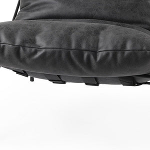 30" Black Faux Leather Distressed Wingback Chair