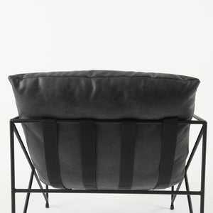 30" Black Faux Leather Distressed Wingback Chair