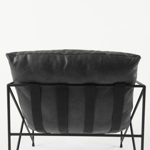 30" Black Faux Leather Distressed Wingback Chair