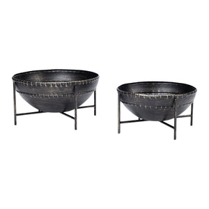 Set of Two Black Metal Decorative Bowl