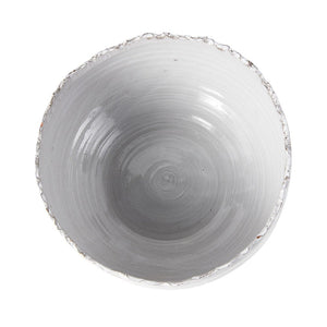 13" White Ceramic Torn Edge Round Centerpiece Bowl