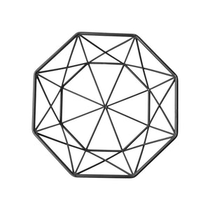 17" Black Metal Geometric Decorative Bowl