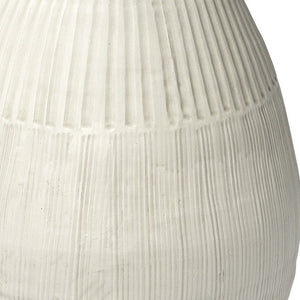 21" White Striped Ceramic Cylinder Floor Vase