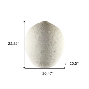 23" White Cylinder Ceramic Floor Vase