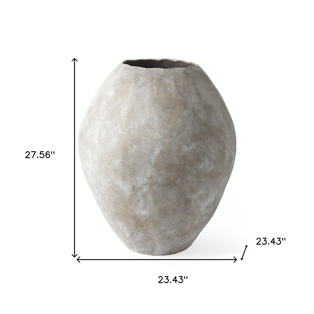 28" Tan Cylinder Ceramic Floor Vase