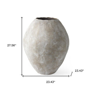 28" Tan Cylinder Ceramic Floor Vase