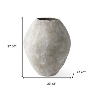 28" Tan Cylinder Ceramic Floor Vase