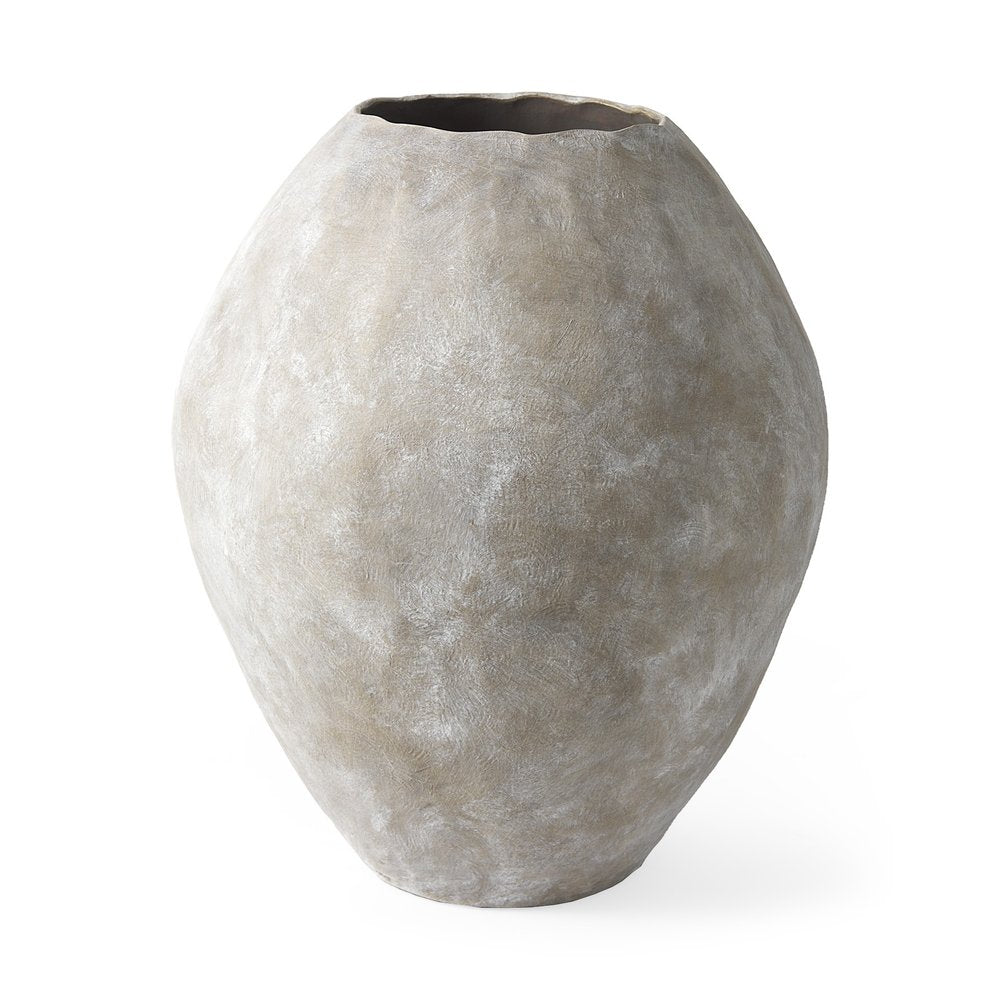 28" Tan Cylinder Ceramic Floor Vase