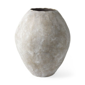28" Tan Cylinder Ceramic Floor Vase