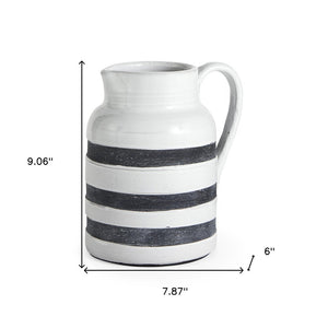 9" Blue And White Cylinder Ceramic Urns Jars