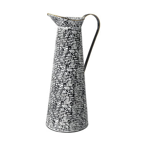 20" Black And White Cylinder Metal Urns Jars