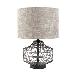20" Black Lamp Base LED With Brown Shade