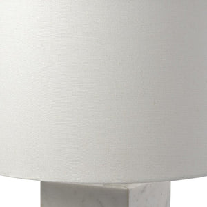 White Marble And Natural Wood Block Table Or Desk Lamp