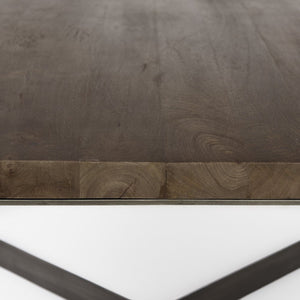 34" Brown Solid Wood and Metal Square Coffee Table