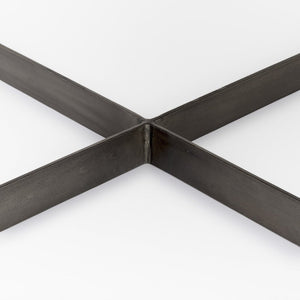 34" Brown Solid Wood and Metal Square Coffee Table