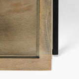 42" Clear and Black Glass and Metal Square Coffee Table With Two Drawers And Shelf