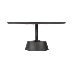 32" Dark Brown and Black Solid Wood and Iron Round Pedestal Coffee Table