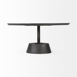 32" Dark Brown and Black Solid Wood and Iron Round Pedestal Coffee Table