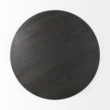 32" Dark Brown and Black Solid Wood and Iron Round Pedestal Coffee Table