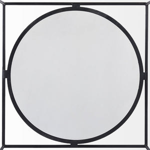 36" White and Black Genuine Marble and Metal Square Frame Coffee Table