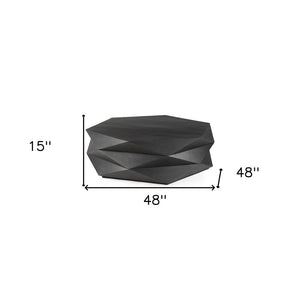 48" Black Wood Octagon Solid Coffee Table
