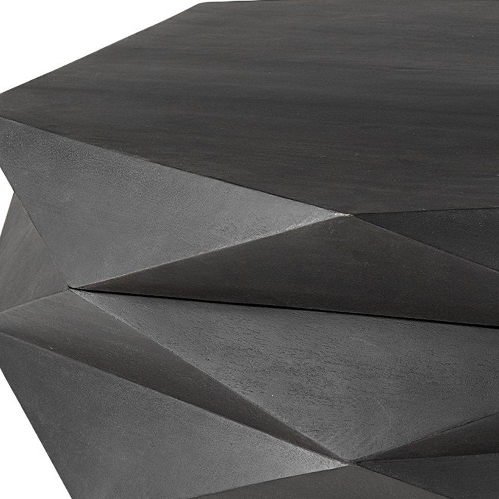 48" Black Wood Octagon Solid Coffee Table