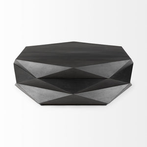 48" Black Wood Octagon Solid Coffee Table