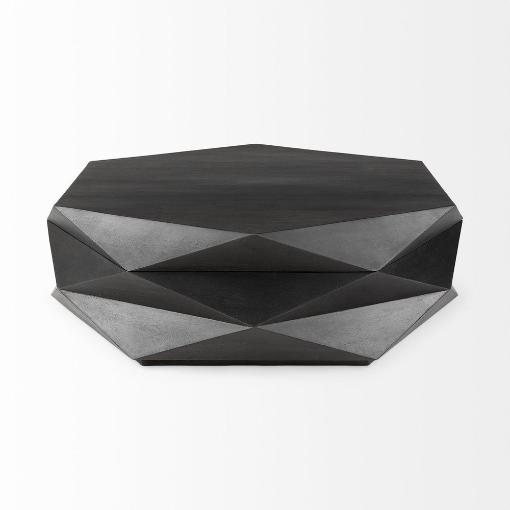48" Black Wood Octagon Solid Coffee Table