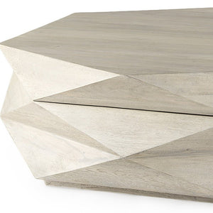 48" Natural Solid Wood Hexagon Lift Top Solid Coffee Table