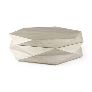 48" Natural Solid Wood Hexagon Lift Top Solid Coffee Table