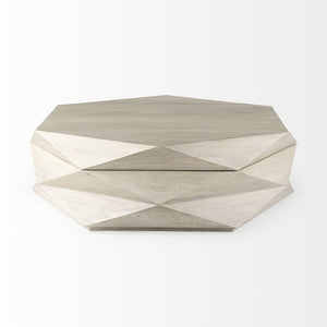 48" Natural Solid Wood Hexagon Lift Top Solid Coffee Table