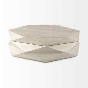 48" Natural Solid Wood Hexagon Lift Top Solid Coffee Table