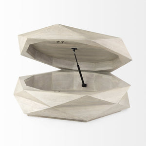 48" Natural Solid Wood Hexagon Lift Top Solid Coffee Table
