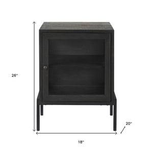 26" Black And Brown Solid Wood Square End Table