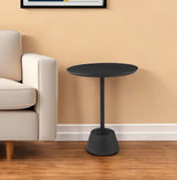 24" Black Solid and Manufactured Wood Round End Table