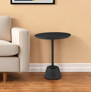 24" Black Solid and Manufactured Wood Round End Table
