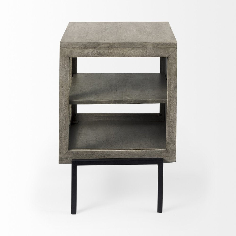 24" Brown Solid Wood Square End Table