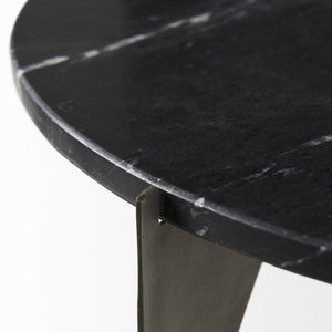 20" Black Marble Round End Table