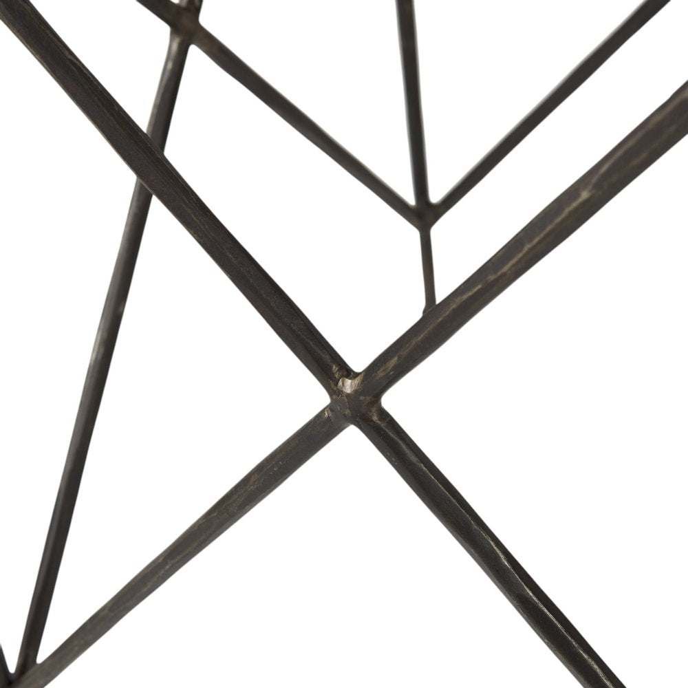 Set of Two White and Black Marble and Metal Square Nested Tables