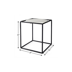 22" Black Marble Round End Table