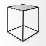 22" Black Marble Round End Table