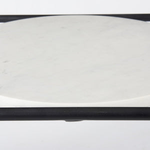 22" Black Marble Round End Table