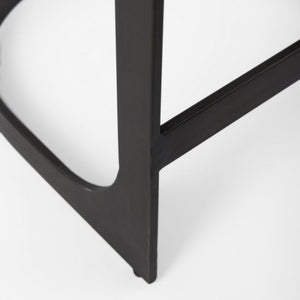 29" Black Leather and Metal Backless Bar Chair